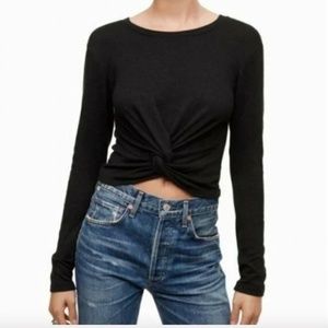 WILFRED ARITZIA black knit knot-front top